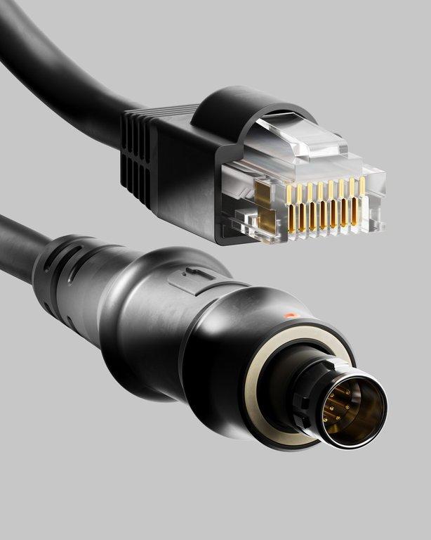 Close-up of PC-4516 ODU primary plug and RJ-45