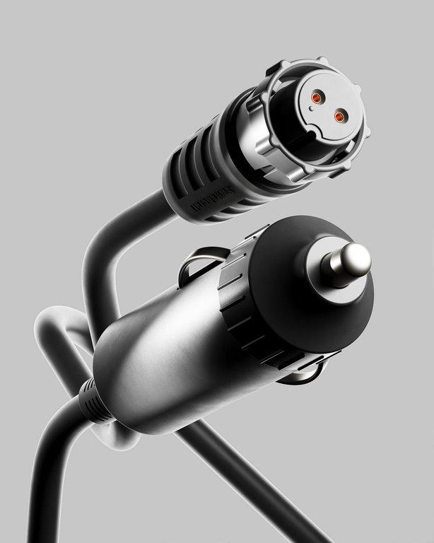 Close-up of PC-4614 Switchcraft modular plug and fused cigarette plug